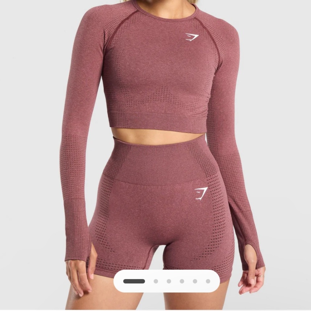 Women's Pink Long Sleeve Crop Top